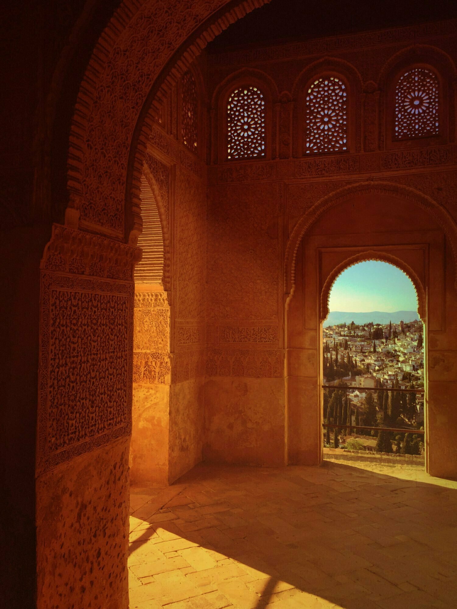 An Arch within the great walls of the Alhambra, Granada Spain