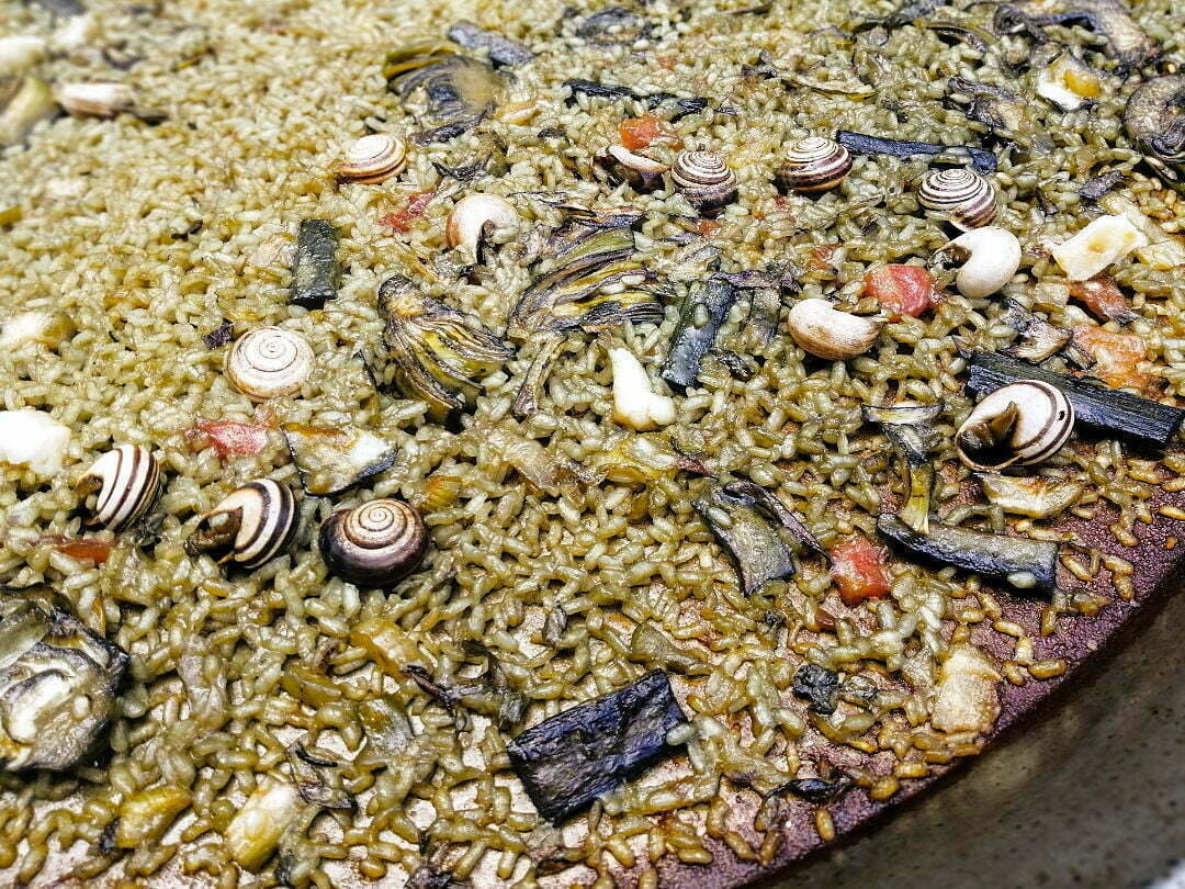 a close up photo of an Orchard Paella