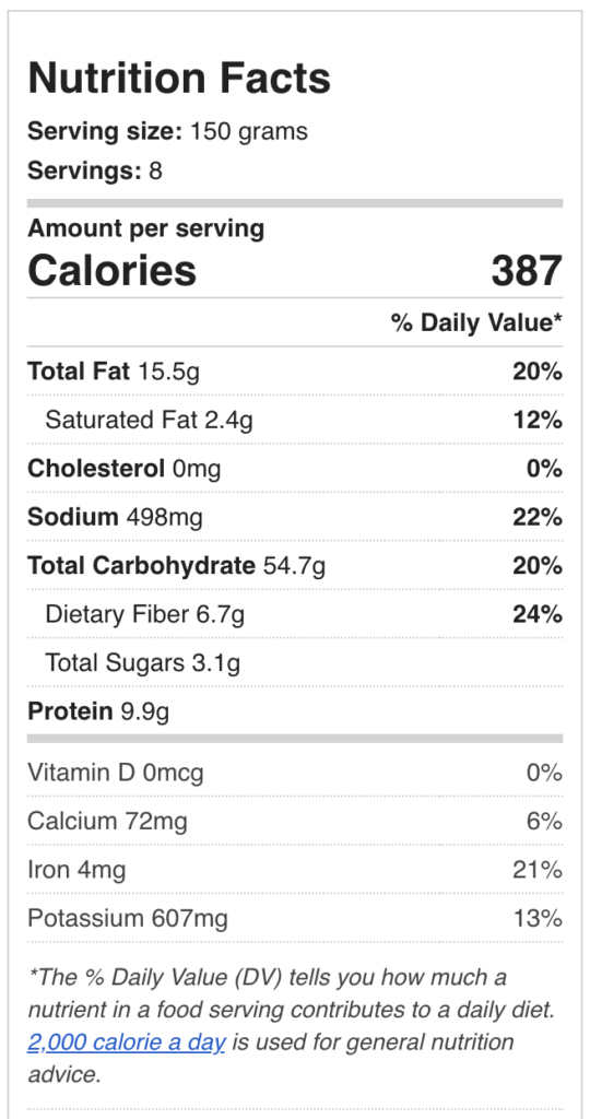 Orchard Paella Nutritional facts