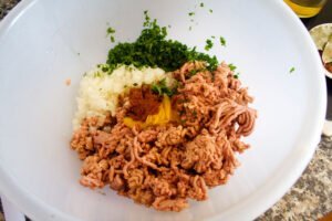 vegetarian meatballs ingredients in a bowl