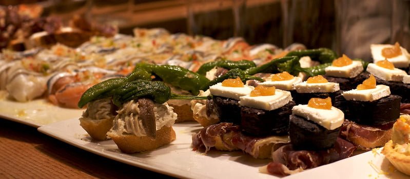 Pintxos adorn a bar 