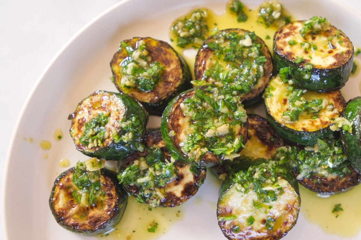 a large tapas serving of Spanish garlic zucchinis