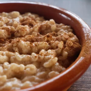 A small dish of arroz con leche (spanish ricec pudding)