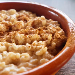 A small dish of arroz con leche (spanish rice pudding)