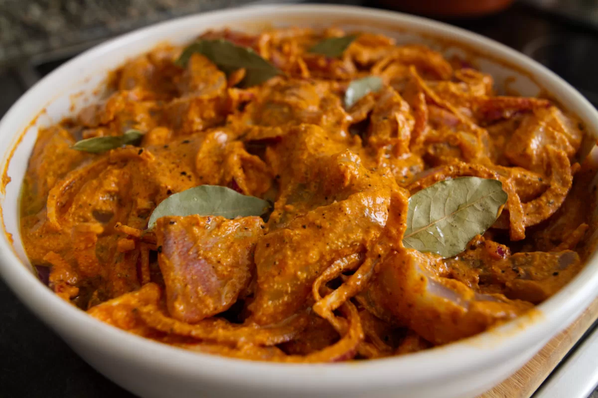 uncooked pot of Romesco de Peix