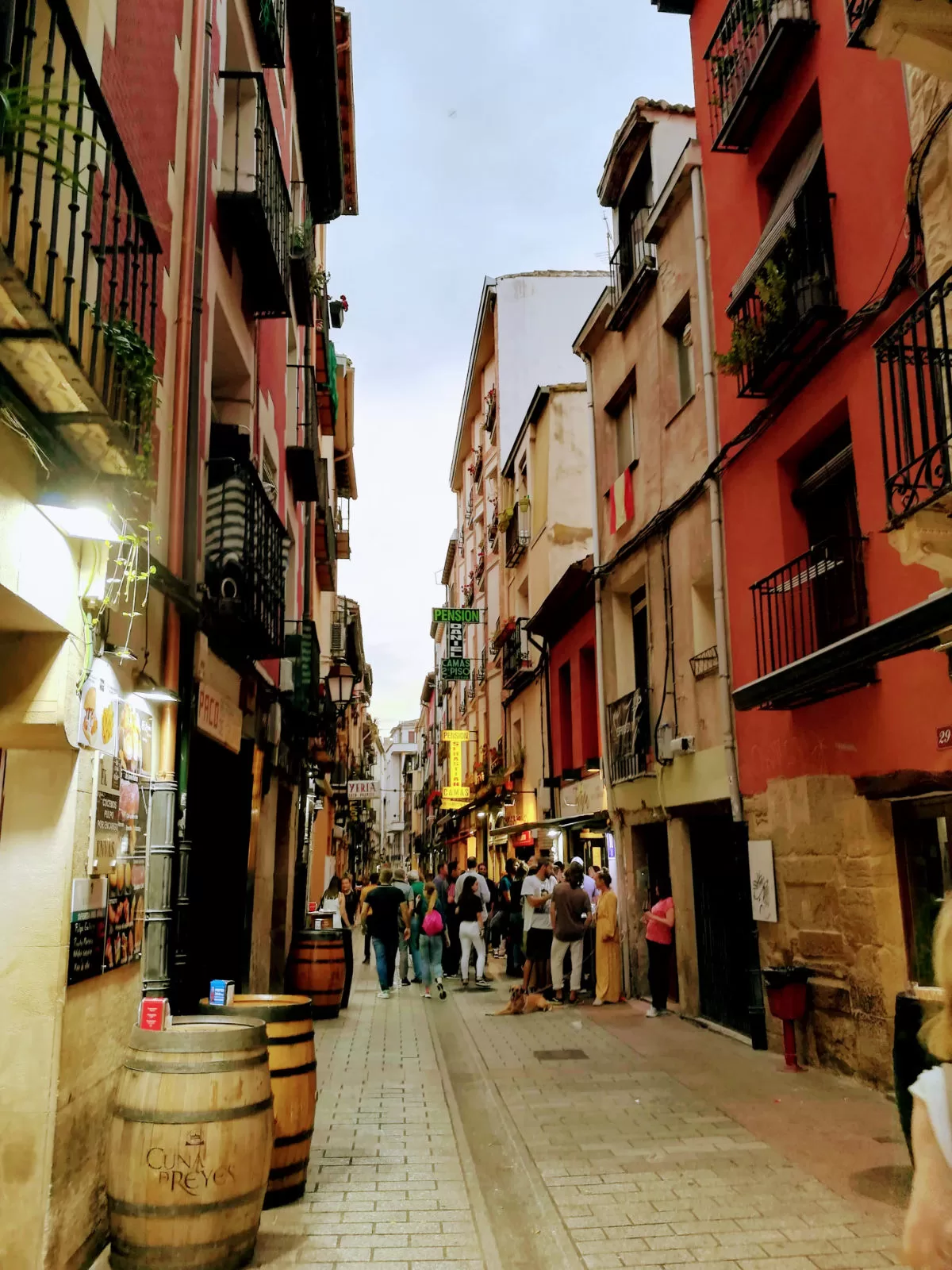 A street scene of the tapas area along the famous Calle de Laurel