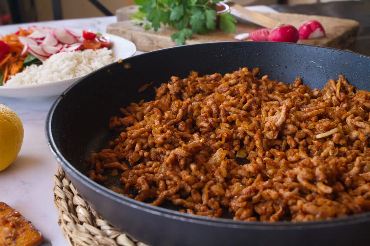 A large pan of 15-minute Mediterraean spiced mince