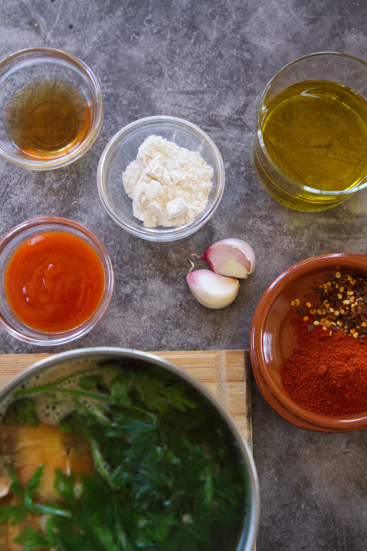 The ingredients to go into spicy bravas sauce