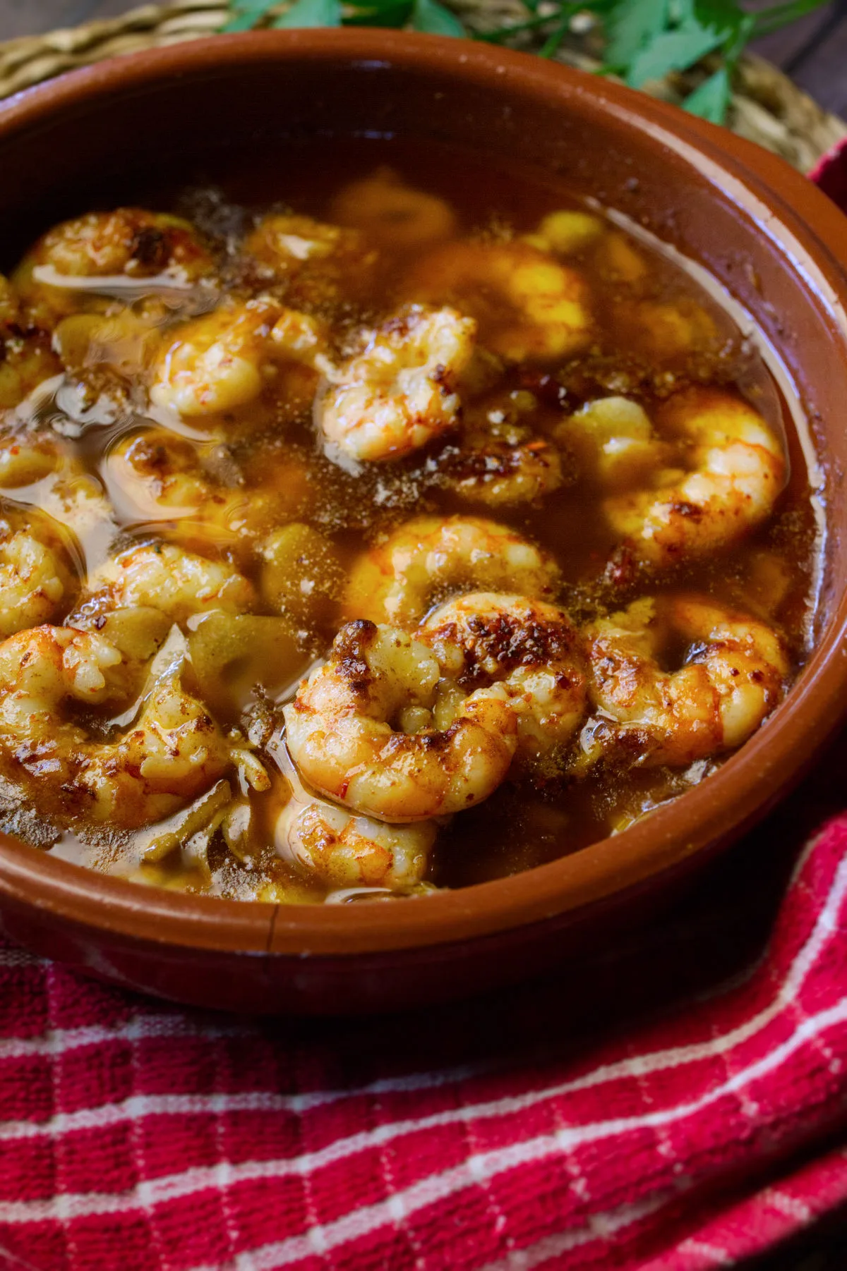 a tapas serving of gambas al pil pil