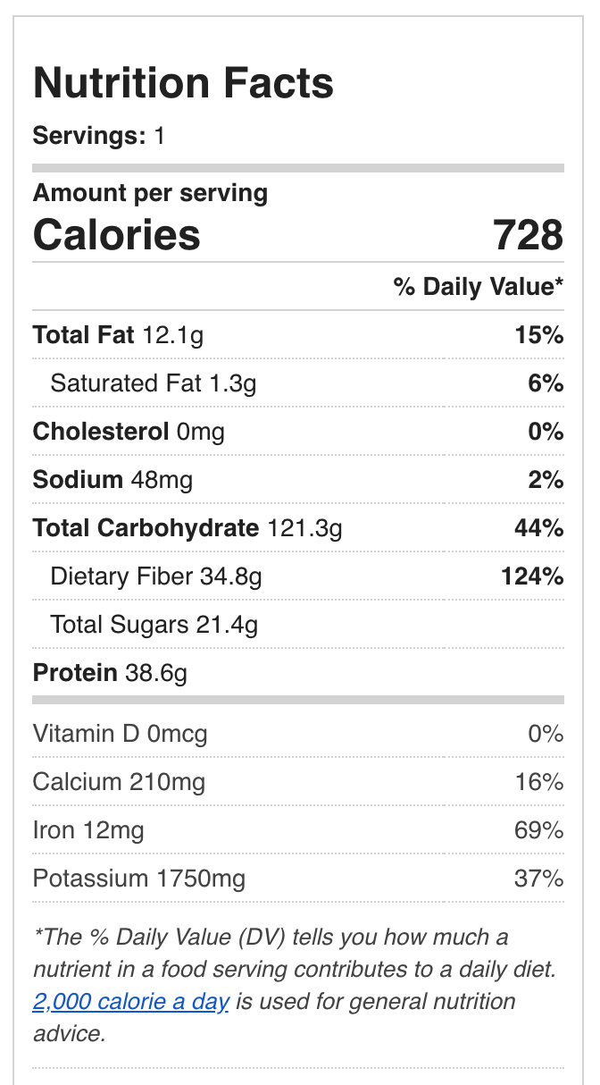 dried chickpeas nutrition facts